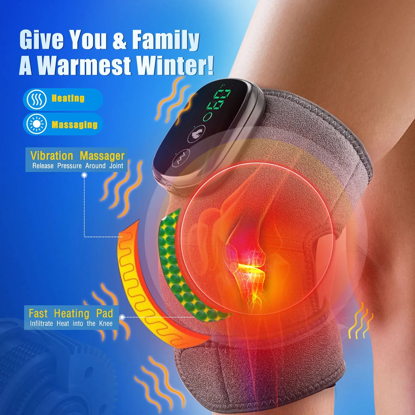 Electric Heating Knee Massager, Knee Vibration Device